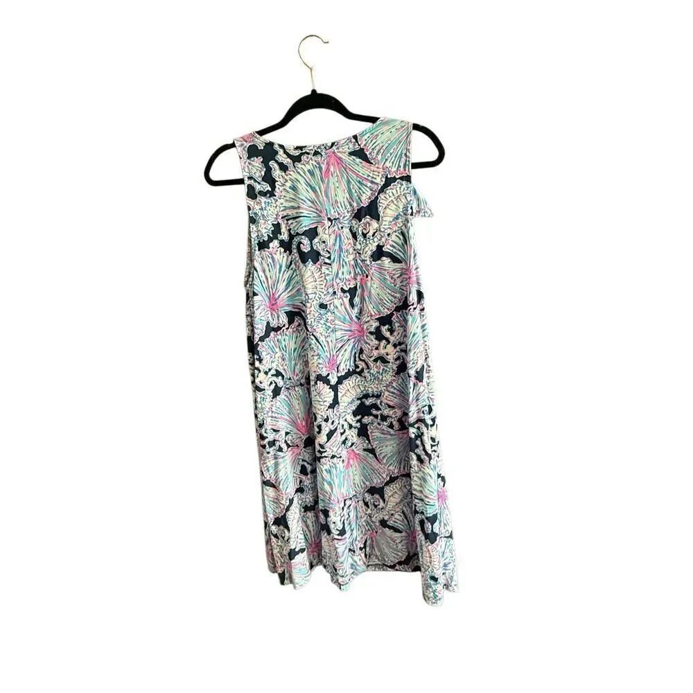 Lilly Pulitzer Womens Deep Sea Navy Blue Luella Shells Bells Pima Dress Large